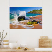 Golven botsten op het strand, Hawaii Poster (Keuken)