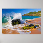 Golven botsten op het strand, Hawaii Poster (Voorkant)