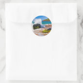 Golven botsten op het strand, Hawaii Ronde Sticker (Tas)
