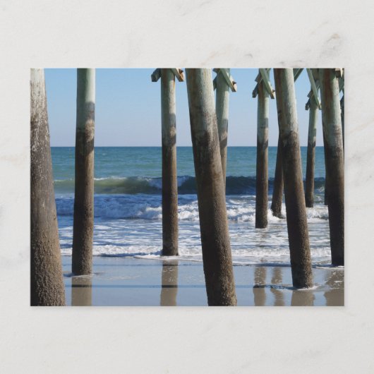 Golven breken onder de pier van Myrtle Beach Briefkaart (Voorkant)