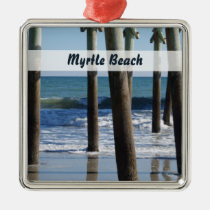 Golven breken onder de pier van Myrtle Beach Metalen Ornament