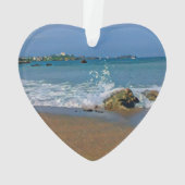 Golven breken op de kust digitaal schilderij ornament (achterkant)