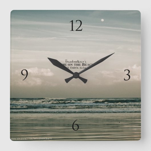 Golven breken op Ocean Beach Sunrise Clock Vierkante Klok (Voorkant)