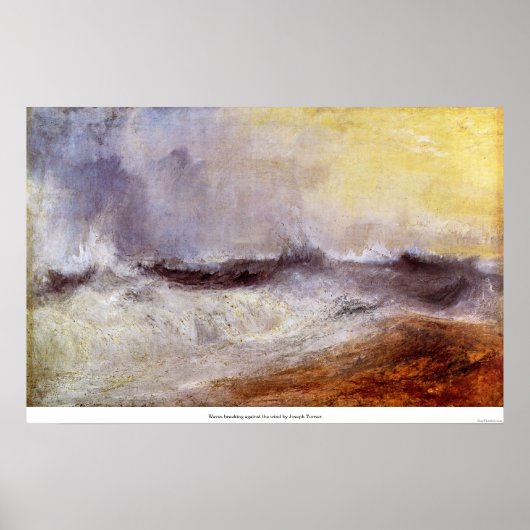 Golven breken tegen de wind door Joseph Turner Poster (Voorkant)