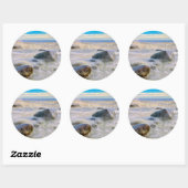 Golven die kruipen op stengels ronde sticker (Vel)