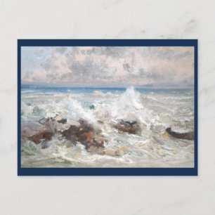 Golven die op de rotsen van Bordighera kruipen Briefkaart
