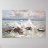Golven die op de rotsen van Bordighera kruipen Poster (Voorkant)