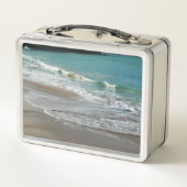 Golven die op het strand spoelen turquoise blauwe (Achterkant)