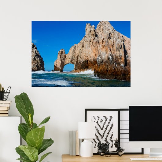 golven die op strand springen poster (Thuiskantoor)