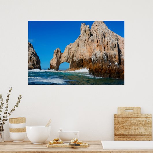 golven die op strand springen poster (Keuken)