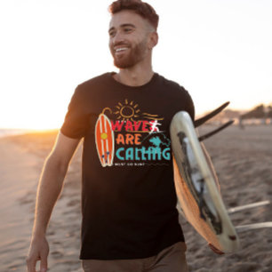 Golven die roepen ik moet gaan surf retro kleur pa t-shirt