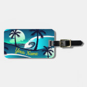 Golven en palmbomen bagagelabel (Voorkant horizontaal)