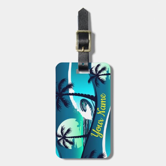 Golven en palmbomen bagagelabel (Voorkant verticaal)