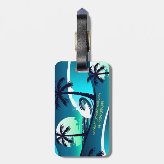 Golven en palmbomen bagagelabel (Achterkant verticaal)