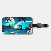 Golven en palmbomen bagagelabel (Achterkant horizontaal)