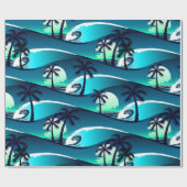 Golven en palmbomen cadeaupapier (Vlak)