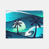 Golven en palmbomen fleece deken (Voorkant (Horizontaal))