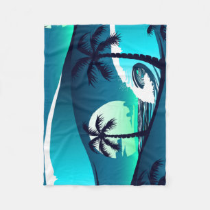Golven en palmbomen fleece deken