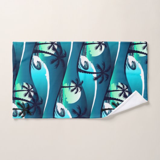 Golven en palmbomen handdoek (Handdoek)