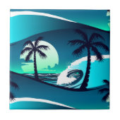 Golven en palmbomen tegeltje (Voorkant)