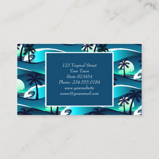 Golven en palmbomen visitekaartje (Achterkant)