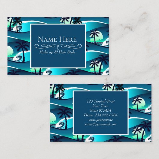 Golven en palmbomen visitekaartje (Voorkant / Achterkant)
