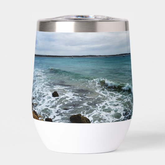 golven en Vissende boten op de oceaan, (Voorkant)