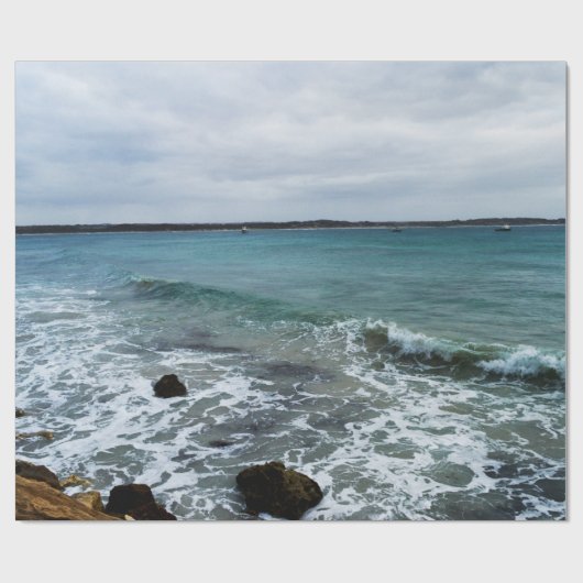 golven en Vissende boten op de oceaan, Cadeaupapier (Vlak)