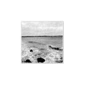 golven en Vissende boten op de oceaan, Rubberstempel (Afrduk)