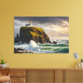 Golven en wind in het zee en de sombere sfeer canvas afdruk (Insitu (Woonkamer))