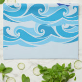 Golven en zeilboot in de oceaan theedoek (Gevouwen)