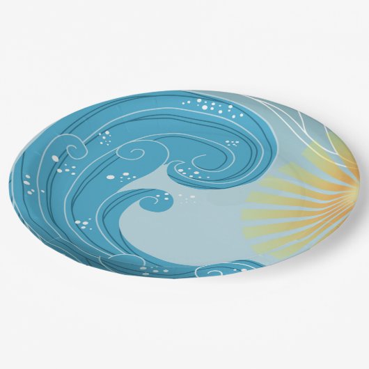 Golven en zonneschijn papieren bordje (Gekanteld)
