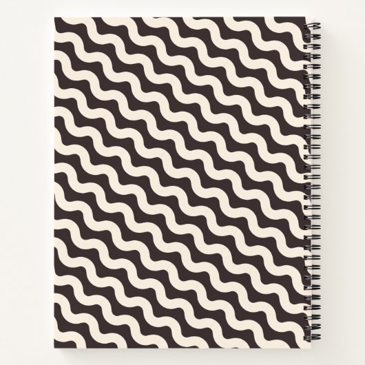 Golven Grijs Wit Minimaal Patroon Notitieboek (Achterkant)