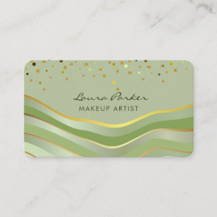 Golven Groen Goud Minimale Strepen Make-up Artiest Visitekaartje