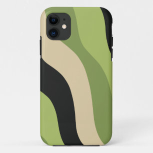 Golven, groen, zwart en beige rondingen kleurrijk Case-Mate iPhone case