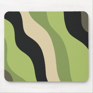 Golven, groen, zwart en beige rondingen kleurrijk muismat