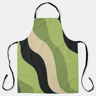 Golven, groen, zwart en beige rondingen kleurrijk schort