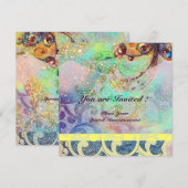 Golven , helder geel blauw groen roze goud glinste kaart (Voorkant / Achterkant)