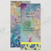 Golven, helder geel blauw roze goud glinsteringen kaart (Voorkant / Achterkant)