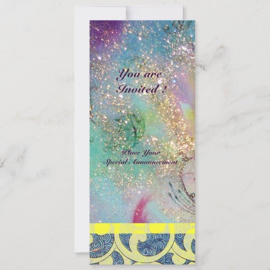 Golven, helder geel blauw roze goud glinsteringen kaart (Voorkant)