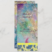 Golven , helder geel blauw roze goud glinstert kaart (Voorkant / Achterkant)