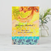 Golven , helder rood bruin geel blauw roze glinste kaart (Staand voorkant)