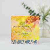 Golven, helder rood bruin geel blauw roze glinster kaart (Staand voorkant)