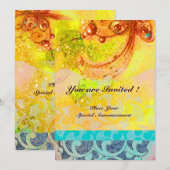 Golven, helder rood bruin geel blauw roze glinster kaart (Voorkant / Achterkant)