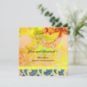 Golven, helder rood bruin geel blauw roze glinster kaart (Staand voorkant)