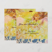 Golven, helder rood bruin geel blauw roze glitters kaart (Voorkant / Achterkant)