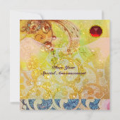 Golven, helder rood bruin geel blauw roze glitters kaart (Achterkant)