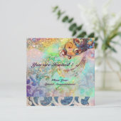 Golven, helder rood groen blauw roze goud glinster kaart (Staand voorkant)