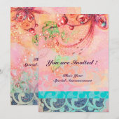 Golven , helder rood groen geel blauw roze glitter kaart (Voorkant / Achterkant)