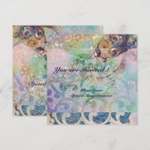 Golven, helder rood paars blauw roze goud glinste kaart (Voorkant / Achterkant)